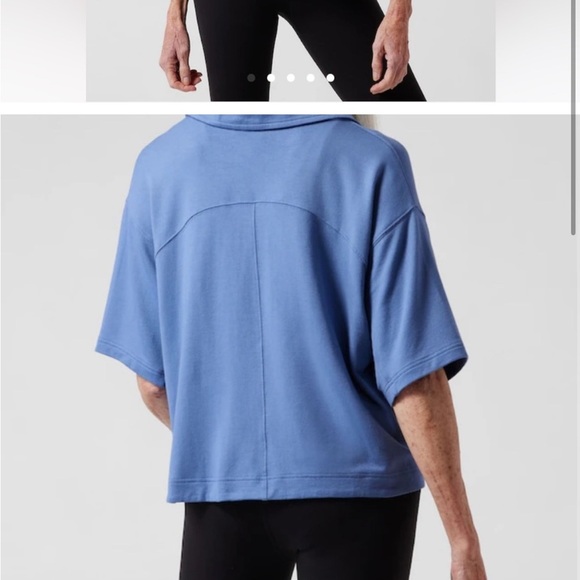Athleta Oversized Westwood Blue draped Sweatshirt Collar Cropped Tee, size XS - Picture 8 of 10